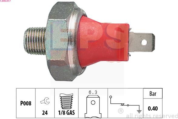 EPS 1.800.017 - Αισθητήρας, πίεση λαδιού asparts.gr