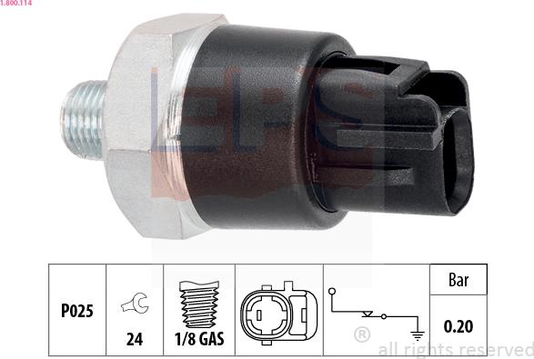EPS 1800114 - Αισθητήρας, πίεση λαδιού asparts.gr