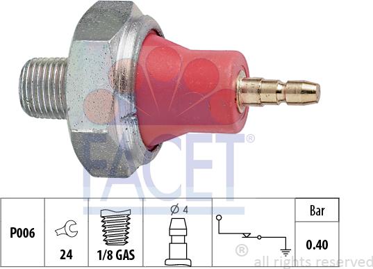 FACET 7.0015 - Αισθητήρας, πίεση λαδιού asparts.gr