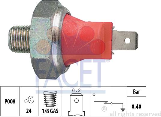 FACET 7.0017 - Αισθητήρας, πίεση λαδιού asparts.gr