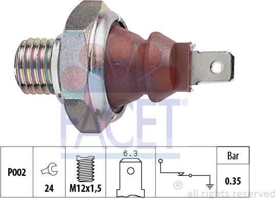 FACET 7.0026 - Αισθητήρας, πίεση λαδιού asparts.gr