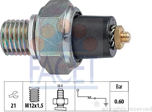 FACET 7.0020 - Αισθητήρας, πίεση λαδιού asparts.gr