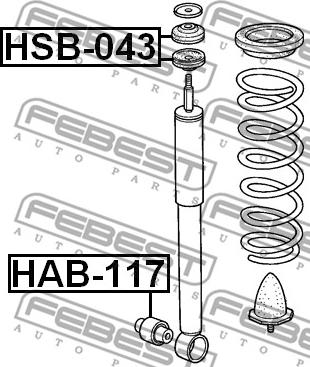 Febest HAB-117 - Υποδοχή, αμορτισέρ asparts.gr