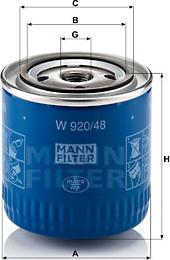 Mann-Filter W 920/48 - Φίλτρο λαδιού asparts.gr