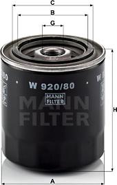 Mann-Filter W 920/80 - Φίλτρο λαδιού asparts.gr