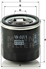 Mann-Filter W 67/1 - Φίλτρο λαδιού asparts.gr