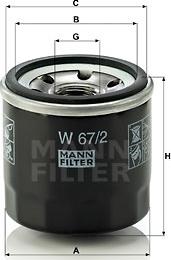 Mann-Filter W 67/2 - Φίλτρο λαδιού asparts.gr