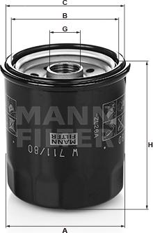 Mann-Filter W 711/80 - Φίλτρο λαδιού asparts.gr