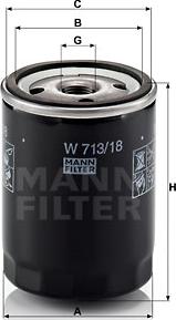 Mann-Filter W 713/18 - Φίλτρο λαδιού asparts.gr