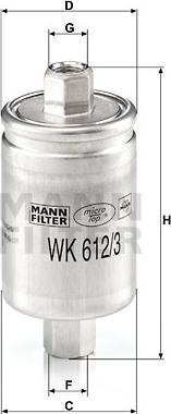 Mann-Filter WK 612/3 - Φίλτρο καυσίμου asparts.gr
