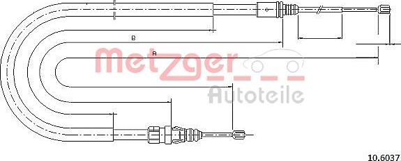 Metzger 10.6037 - Ντίζα, φρένο ακινητοποίησης asparts.gr