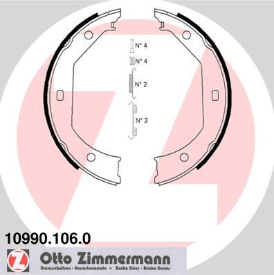 Zimmermann 10990.106.0 - Σετ σιαγόνων φρένων, χειρόφρενο asparts.gr